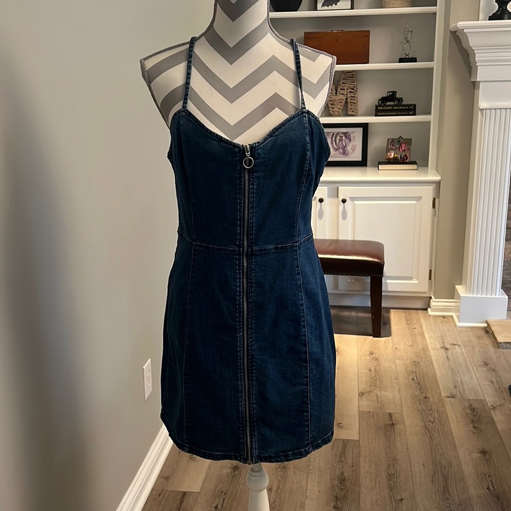 Blue Jean zip up overall dress